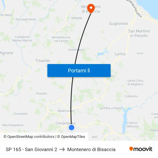 SP 165 - San Giovanni 2 to Montenero di Bisaccia map
