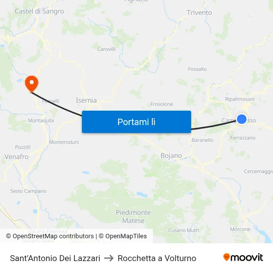 Sant'Antonio Dei Lazzari to Rocchetta a Volturno map