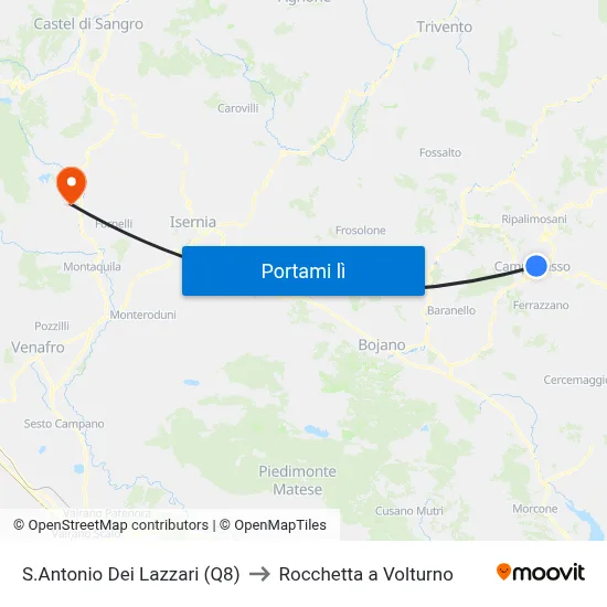 S.Antonio Dei Lazzari (Q8) to Rocchetta a Volturno map