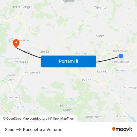 Seac to Rocchetta a Volturno map