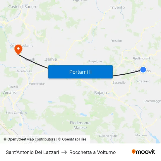 Sant'Antonio Dei Lazzari to Rocchetta a Volturno map