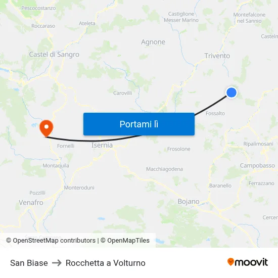 San Biase to Rocchetta a Volturno map