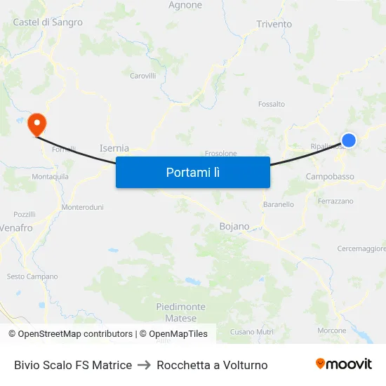 Bivio Scalo FS Matrice to Rocchetta a Volturno map