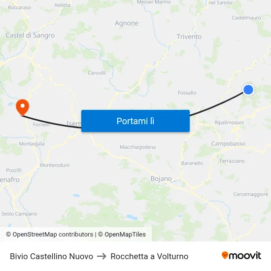Bivio Castellino Nuovo to Rocchetta a Volturno map