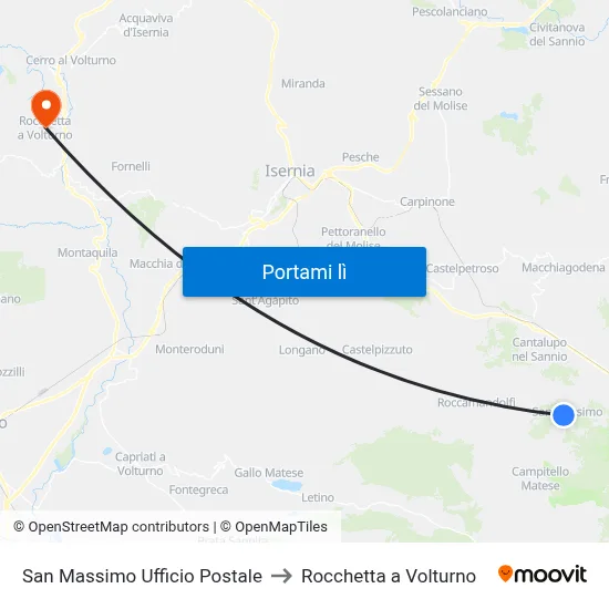 San Massimo Ufficio Postale to Rocchetta a Volturno map