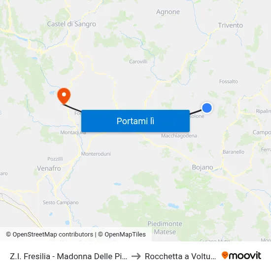 Z.I. Fresilia - Madonna Delle Piane to Rocchetta a Volturno map