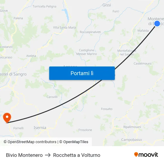 Bivio Montenero to Rocchetta a Volturno map