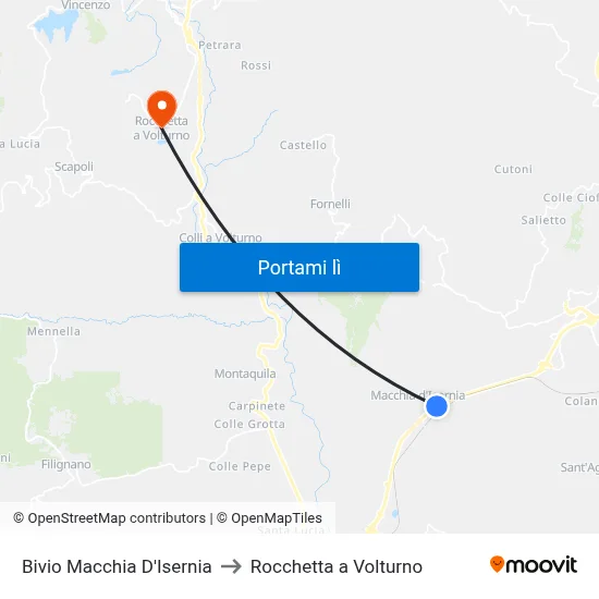 Bivio Macchia D'Isernia to Rocchetta a Volturno map