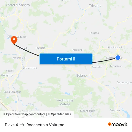 Piave 4 to Rocchetta a Volturno map