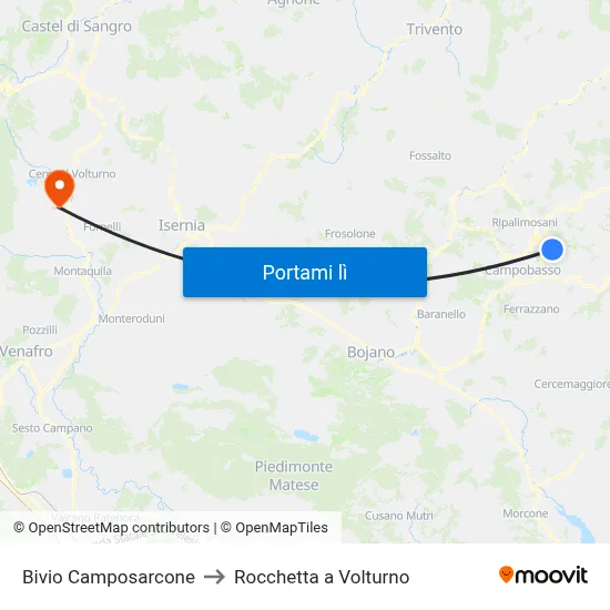 Bivio Camposarcone to Rocchetta a Volturno map