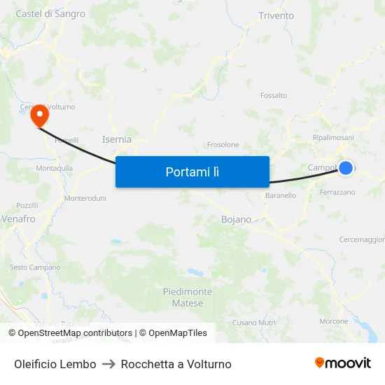Oleificio Lembo to Rocchetta a Volturno map