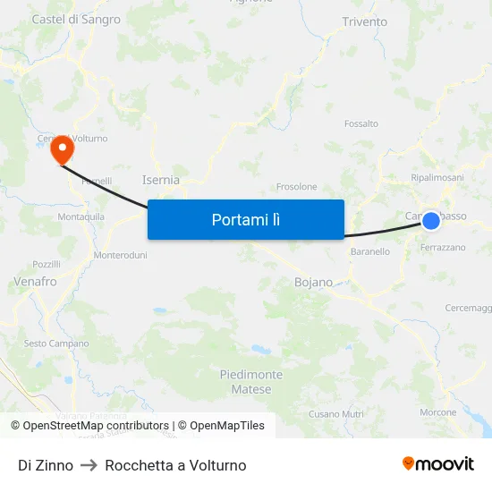 Di Zinno to Rocchetta a Volturno map
