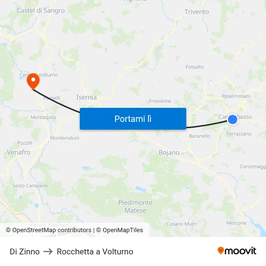 Di Zinno to Rocchetta a Volturno map