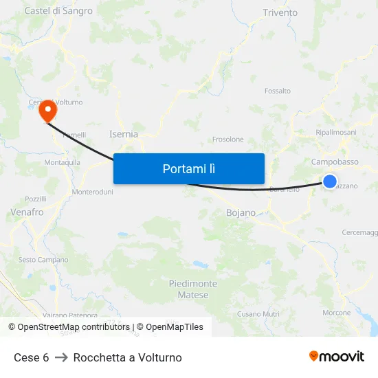 Cese 6 to Rocchetta a Volturno map