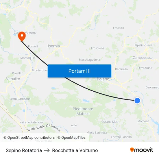 Sepino Rotatoria to Rocchetta a Volturno map