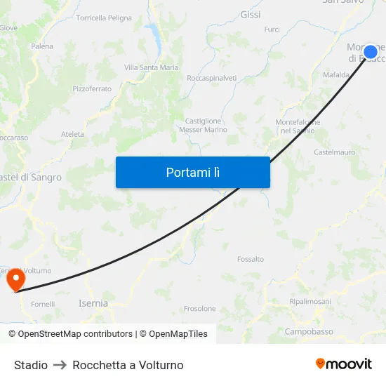 Stadio to Rocchetta a Volturno map