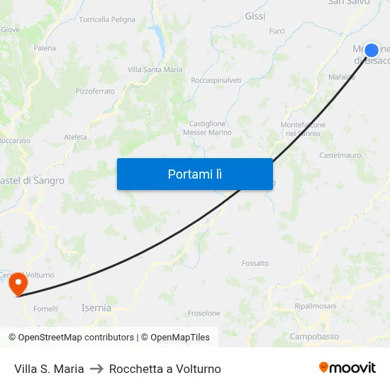 Villa S. Maria to Rocchetta a Volturno map