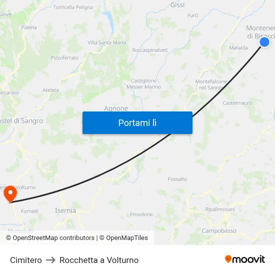 Cimitero to Rocchetta a Volturno map