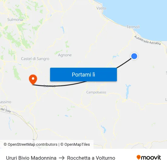 Ururi Bivio Madonnina to Rocchetta a Volturno map