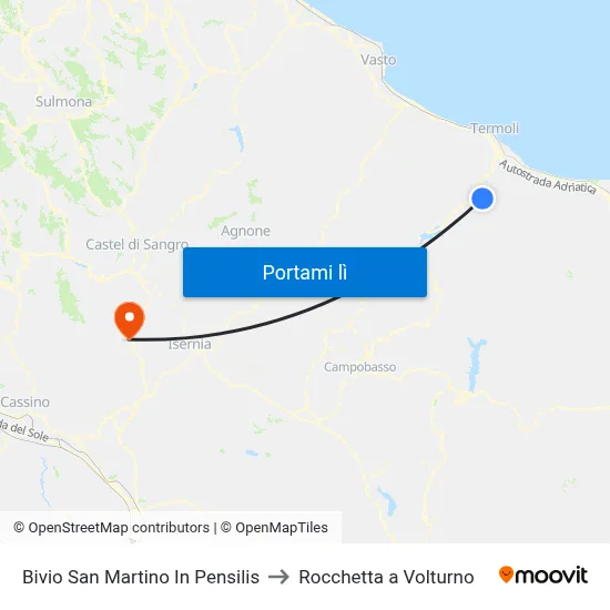 Bivio San Martino In Pensilis to Rocchetta a Volturno map
