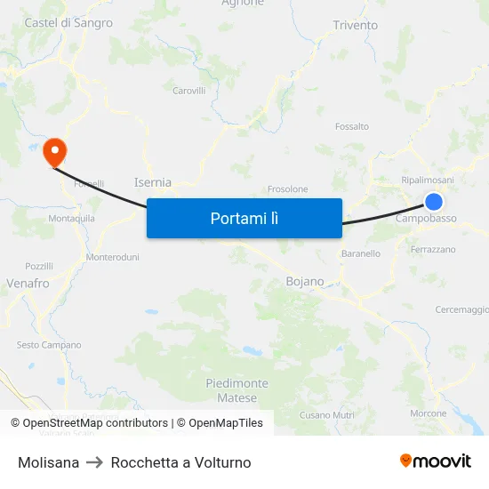 Molisana to Rocchetta a Volturno map