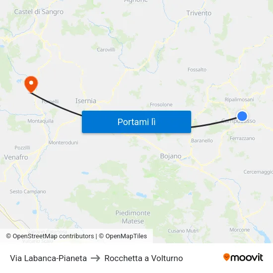 Labanca-Pianeta to Rocchetta a Volturno map