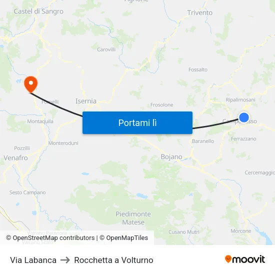 Labanca to Rocchetta a Volturno map