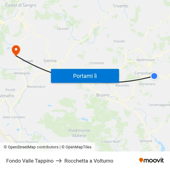 Fondo Valle Tappino to Rocchetta a Volturno map