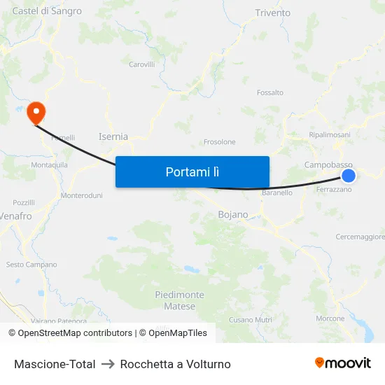 Mascione-Total to Rocchetta a Volturno map