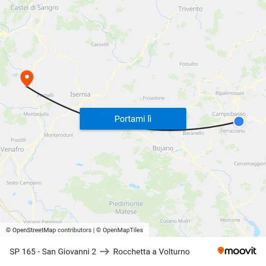 SP 165 - San Giovanni 2 to Rocchetta a Volturno map