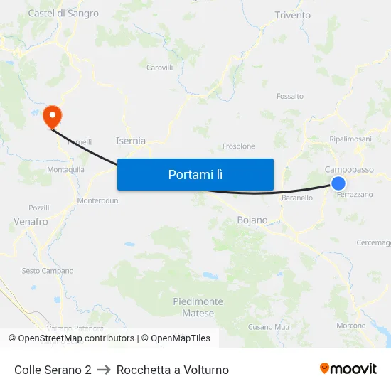 Colle Serano 2 to Rocchetta a Volturno map