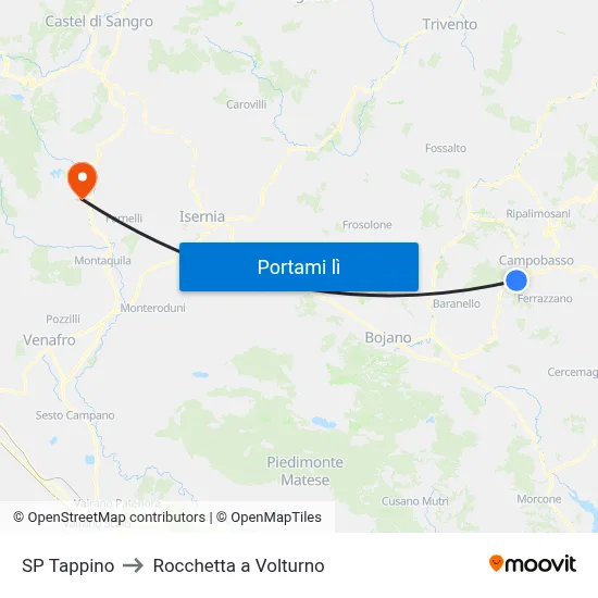 SP Tappino to Rocchetta a Volturno map