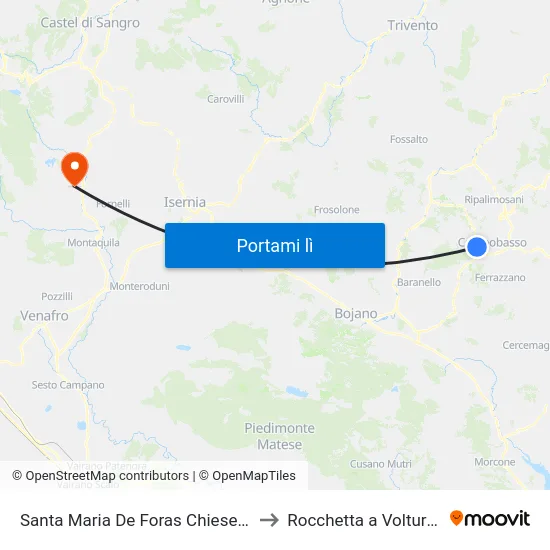 Santa Maria De Foras Chiesetta to Rocchetta a Volturno map