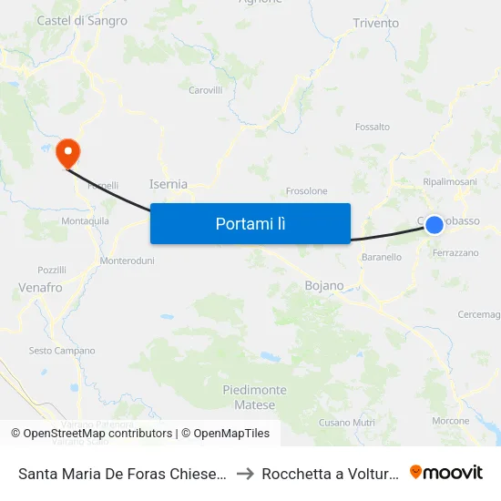 Santa Maria De Foras Chiesetta to Rocchetta a Volturno map