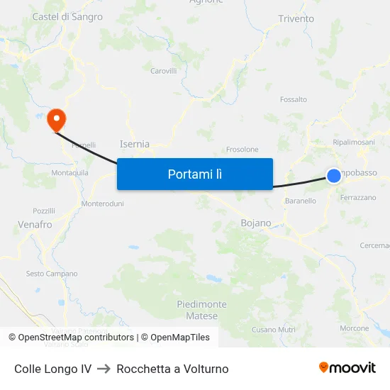 Colle Longo IV to Rocchetta a Volturno map