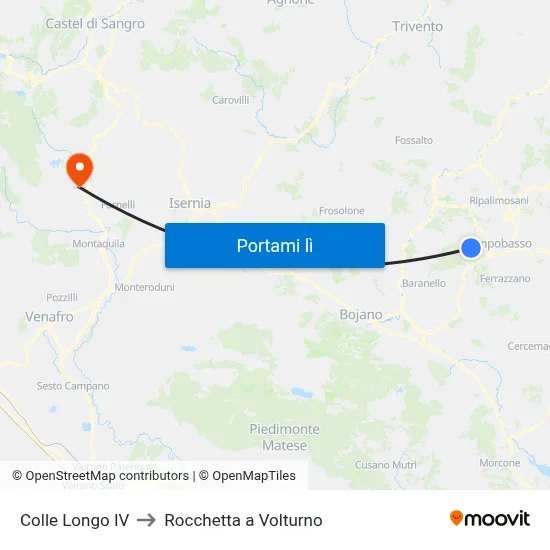 Colle Longo IV to Rocchetta a Volturno map