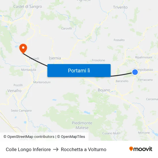 Colle Longo Inferiore to Rocchetta a Volturno map