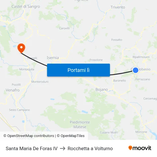 Santa Maria De Foras IV to Rocchetta a Volturno map