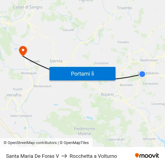 Santa Maria De Foras V to Rocchetta a Volturno map