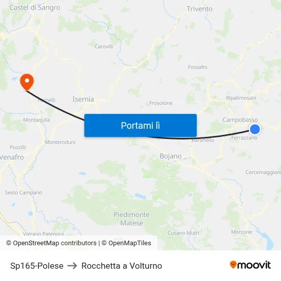 Sp165-Polese to Rocchetta a Volturno map