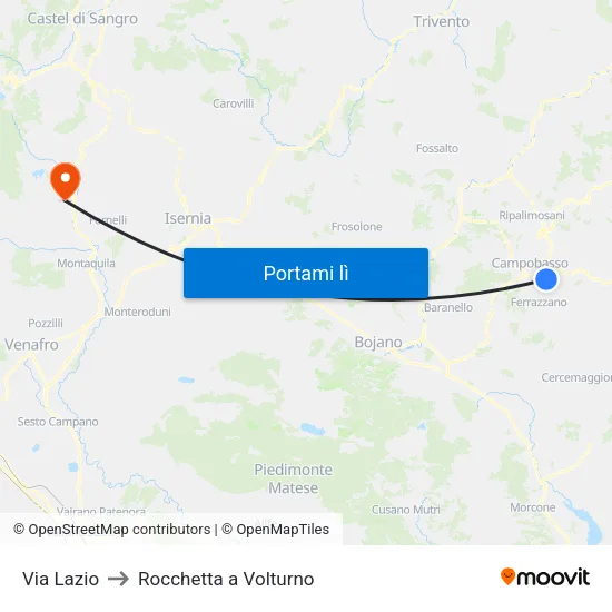 Via Lazio to Rocchetta a Volturno map