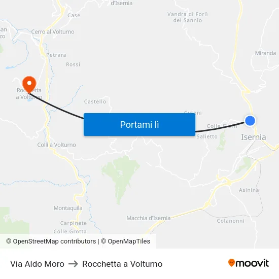 Via Aldo Moro to Rocchetta a Volturno map