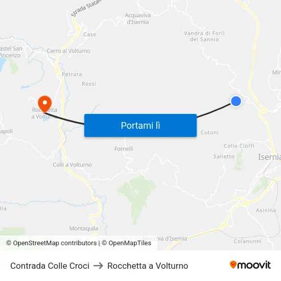 Contrada Colle Croci to Rocchetta a Volturno map