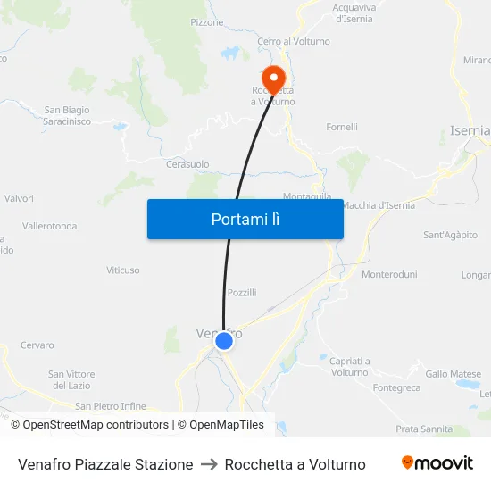 Venafro Piazzale Stazione to Rocchetta a Volturno map