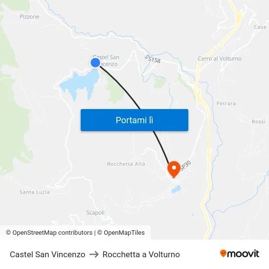 Castel San Vincenzo to Rocchetta a Volturno map