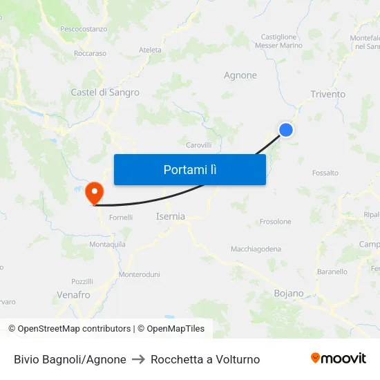 SS 650 Bivio Bagnoli/Agnone to Rocchetta a Volturno map