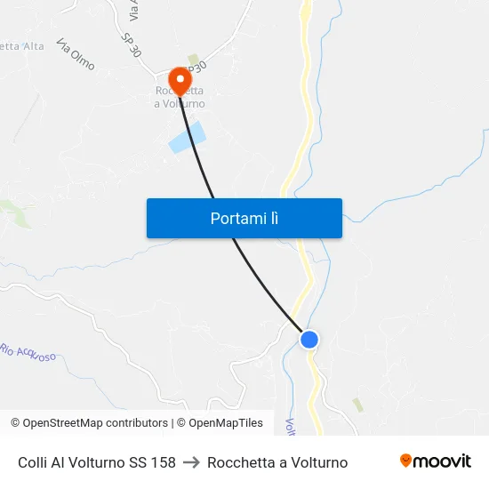 Colli Al Volturno SS 158 to Rocchetta a Volturno map