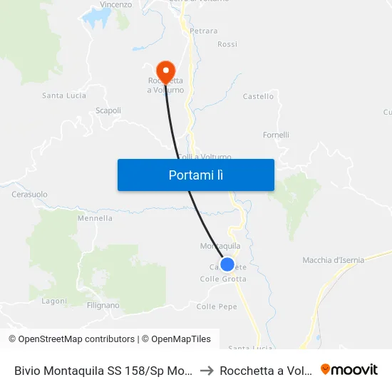 Bivio Montaquila (Carpinete) to Rocchetta a Volturno map