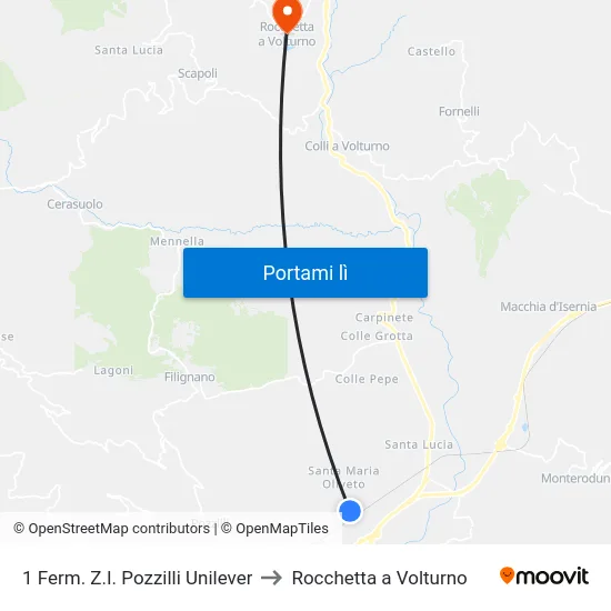 1 Ferm. Z.I. Pozzilli Unilever to Rocchetta a Volturno map