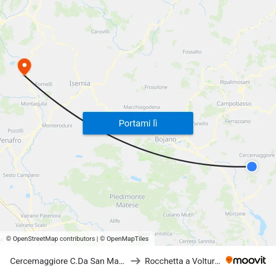 Cercemaggiore C.Da San Marco to Rocchetta a Volturno map